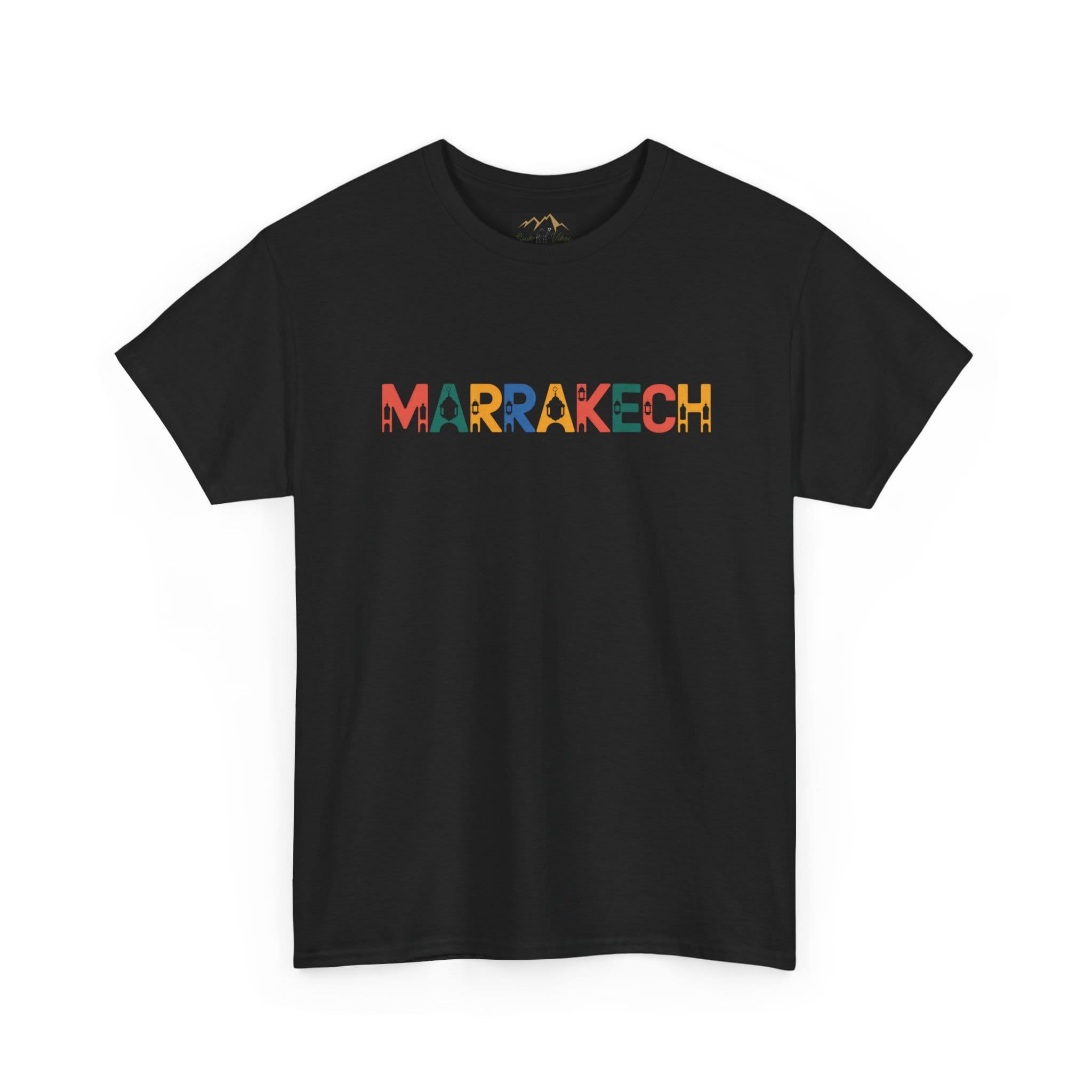 7820315626754880673_2048-1.jpeg Marrakech Colorful Typography T-Shirt - Morocco Minaret & Lantern Design - Image 1