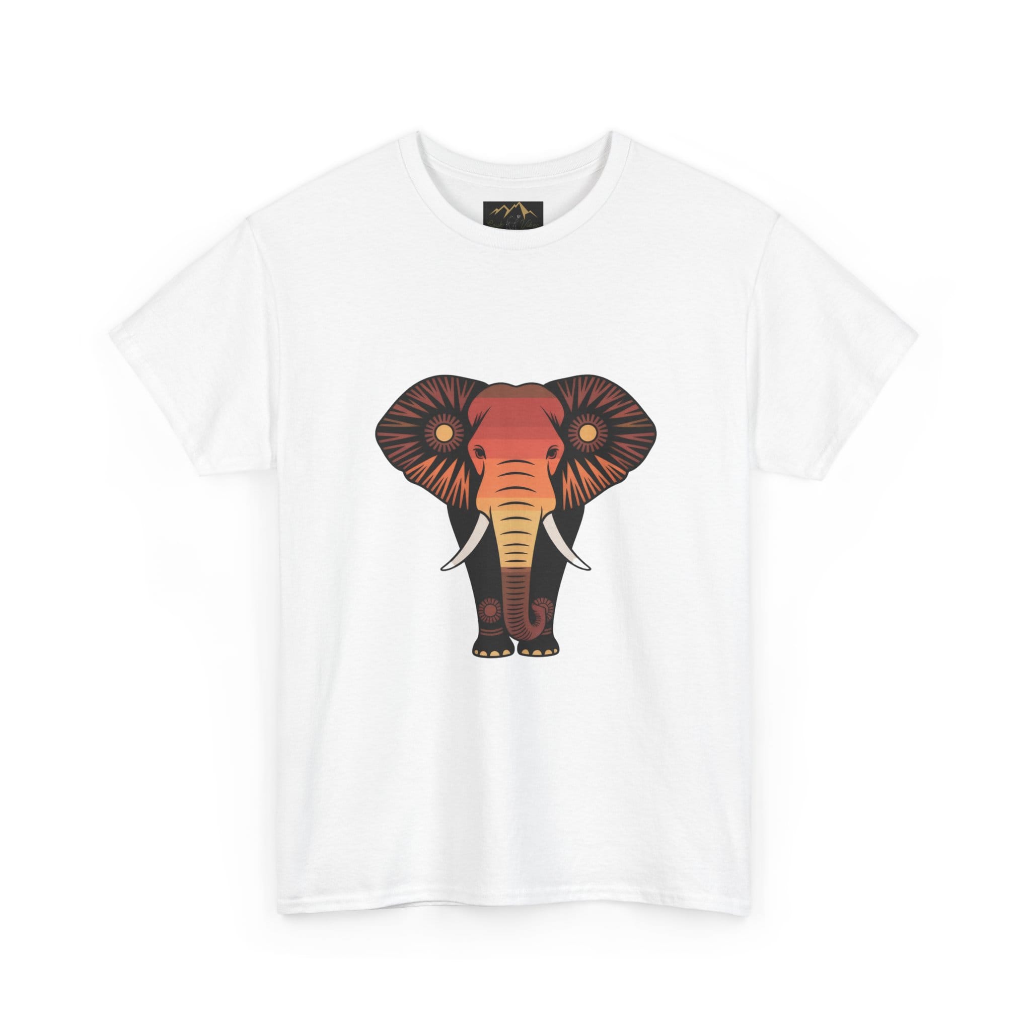 18280372490170291789_2048.jpeg African Elephant T-Shirt - Tribal Geometric Art & Sunset Gradient - Image 1